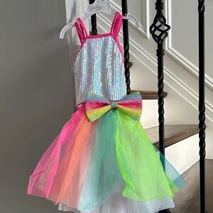 Rainbow Sequin Kids Dance Costume Size Small 3-4